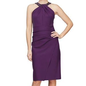 Alex Evenings Plum Cocktail Dress